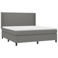 Box spring bed with mattress dark grey 180x200 cm fabric
