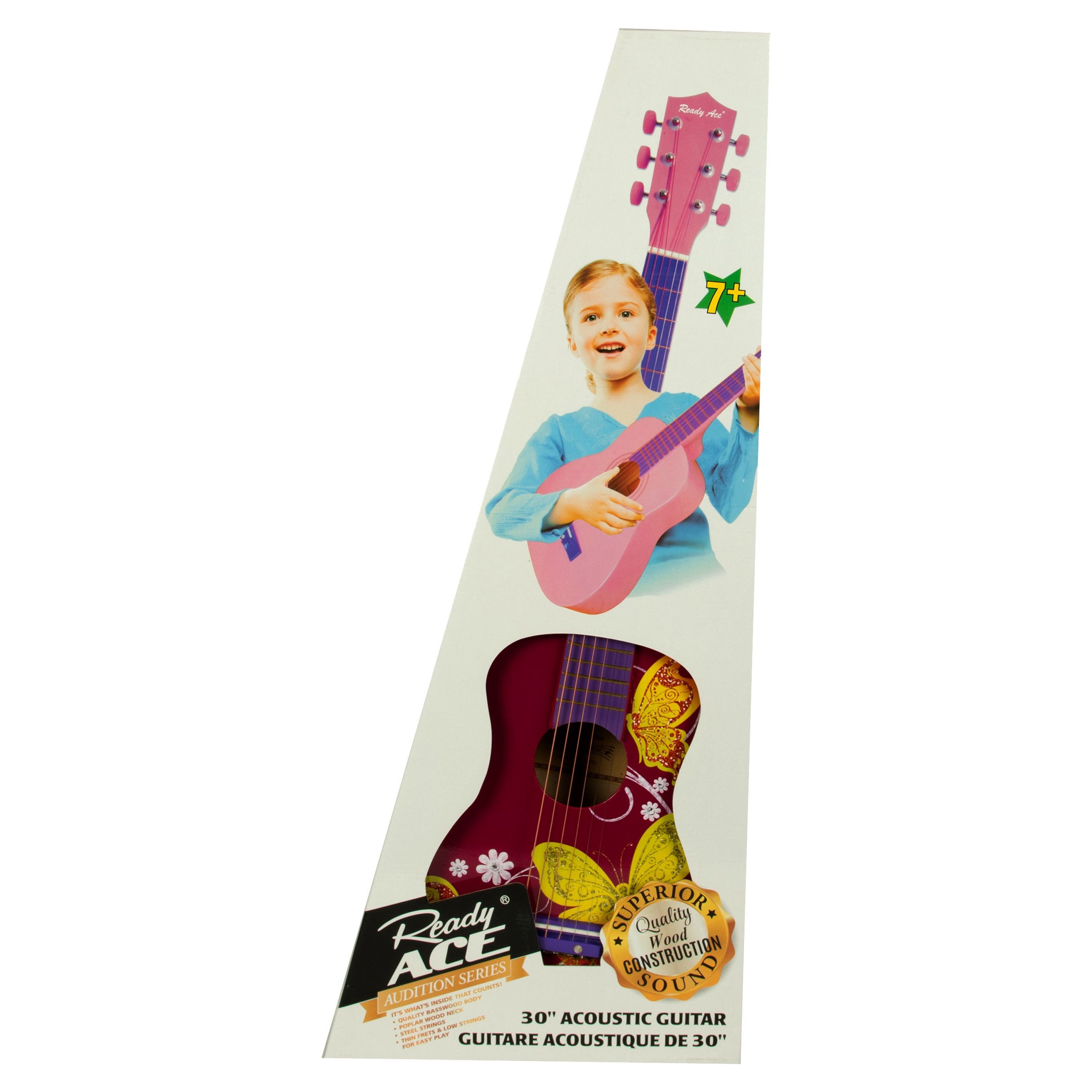 Ready Ace 30" Acoustic Student Guitar Pink Butterfly photo 2