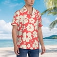 thumbnail image 3 of Pofeuu Beige Flowers Print Hawaiian Shirt for Men Sleeves Casual Button Down Summer Beach Dress Shirts T-Shirts,Medium, 3 of 7