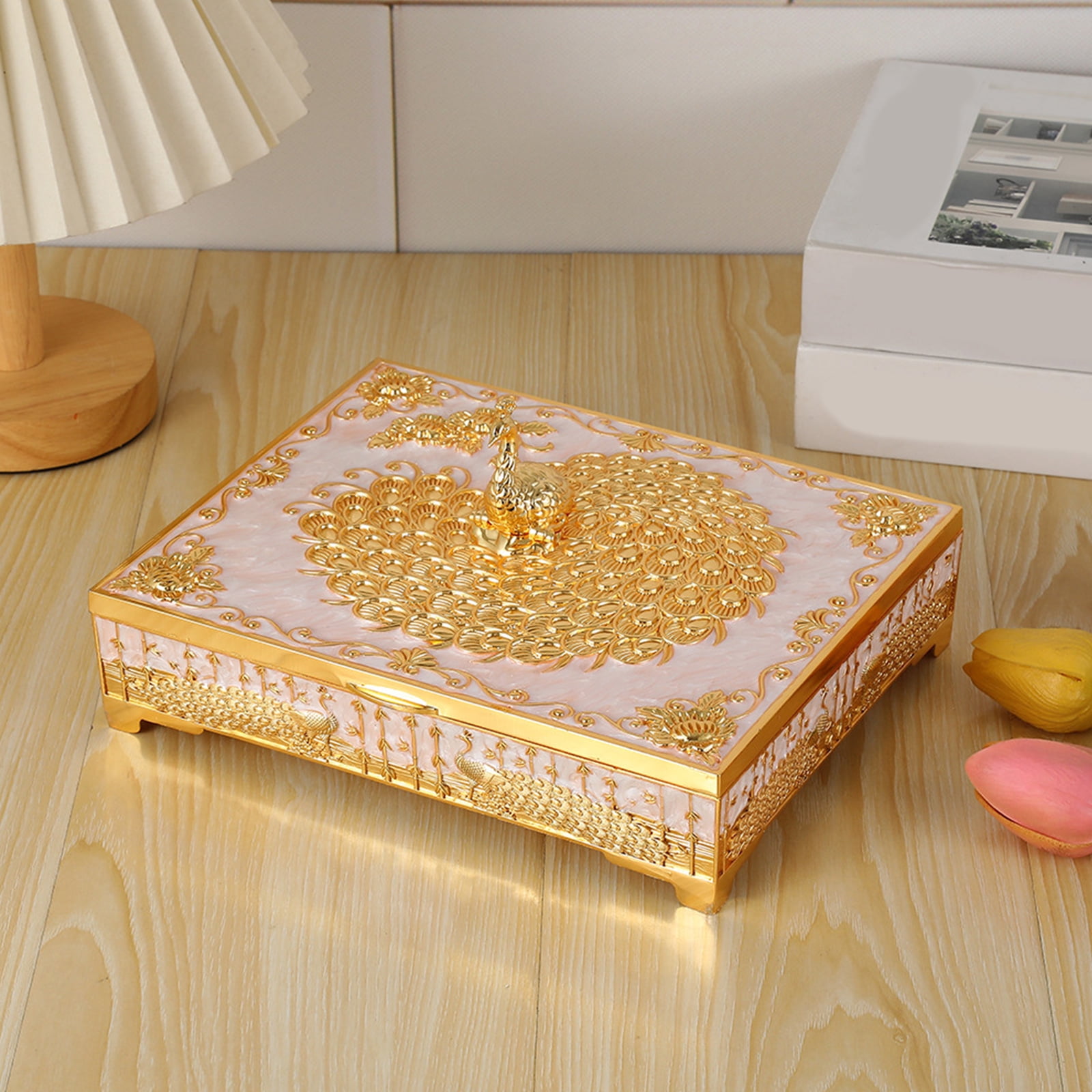 Elegant Peacockbird Jewelry Box Metal Alloy Storage Planner For Earrings Necklaces Home Deck