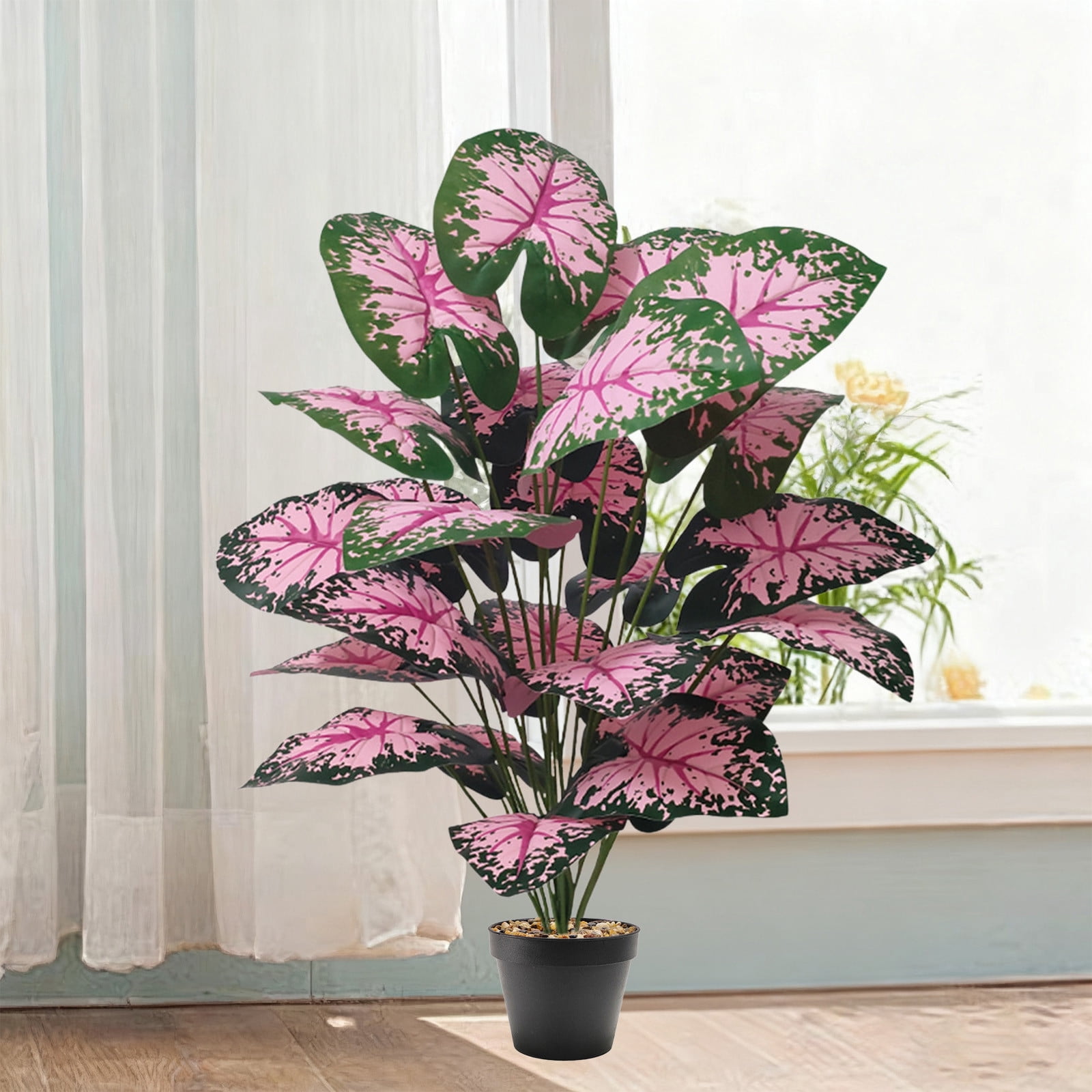 Lunxisen 1 Pcs Artificial Plants in Pots, Fake Tropical Tree with Greenery Leaves Stems, Artificial Plant(33in)