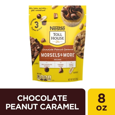 Nestle Toll House Chocolate Peanut Caramel Baking Chips, Morsels, 8 oz Pouch