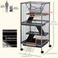 thumbnail image 3 of PawHut 4-Tier Rolling Small Animal Cage Play House, Deluxe Guinea Pig Cage, 3 of 10