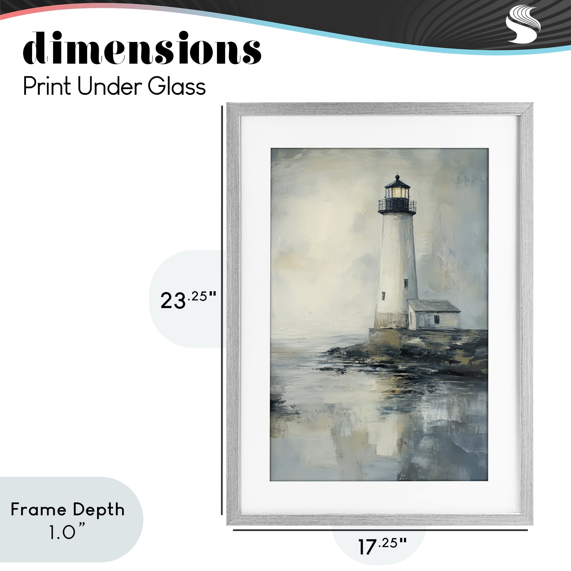 Stupell Industries Moody Lighthouse Reflecting Gray Framed Print Under Glass, design by Petal Prints Design
