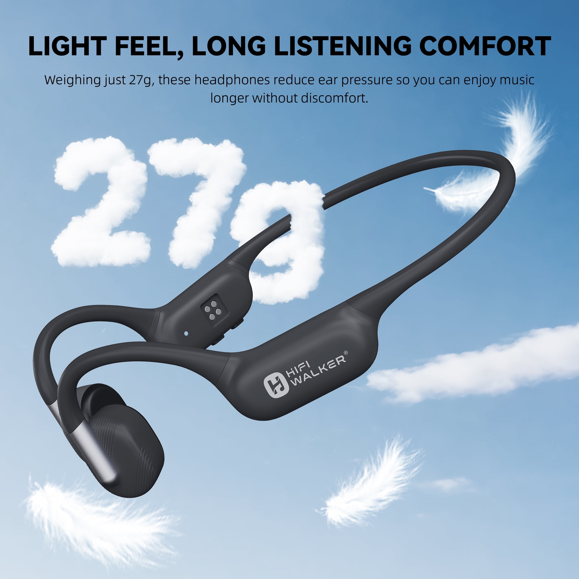 HIFI WALKER T10 Ultra Bone Conduction Headphones, 32GB MP3, Bluetooth 6.0, IPX8 Waterproof, 15H Battery