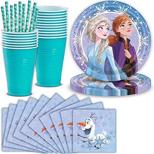 disney frozen 2 party supplies 40 servings large paper plate cups napkins great tableware set for frozen ii birthday themed parties and decoration walmart com