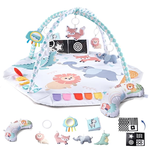 Play Mat for Babies 0-6-12 Month,9 in1 Infant Tummy Time Oversized Tummy Time Mat