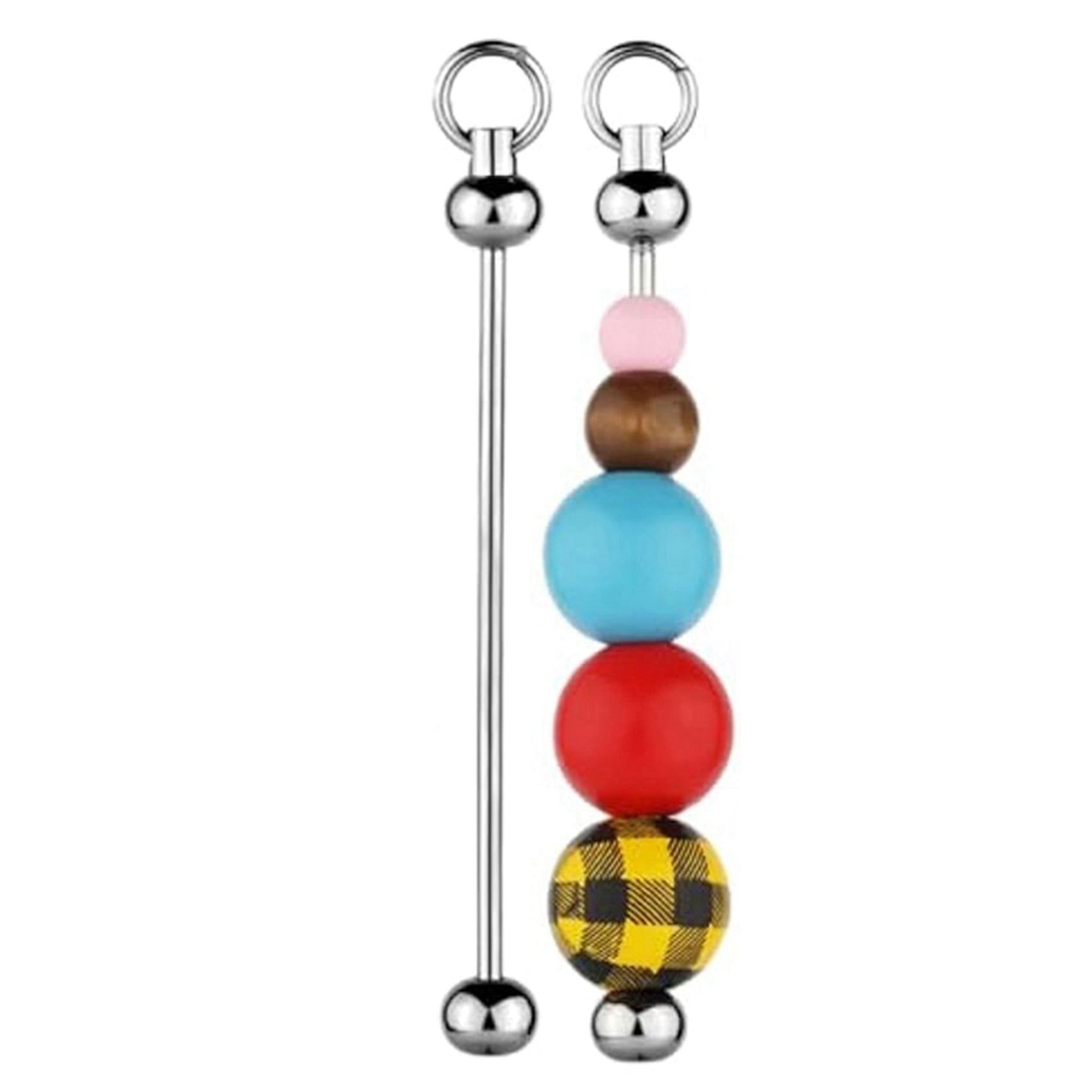100Pcs Blank Beadable Keychain Bars,Metal DIY Bead Keychain Bar Charms Eady Detachable Key Chain Making Accessories