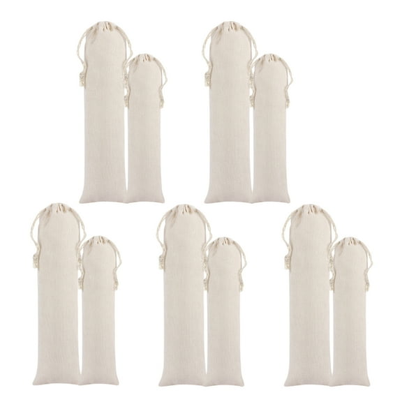 LEXSOMEO 10pcs Drawstring Straw Bags Cotton and Linen Pouch Bag Straw Carrying Case