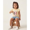 thumbnail image 5 of Disney Princess Shirts for Girls Ruffle Sleeve T-Shirt with Interactive Lenticular Patch Gift for Toddler (Yellow, 5), 5 of 6