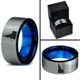 thumbnail image 4 of Tungsten Idaho The Gem State Band Ring 8mm Men Women Comfort Fit Blue Flat Cut Brushed Gray Polished, 4 of 4