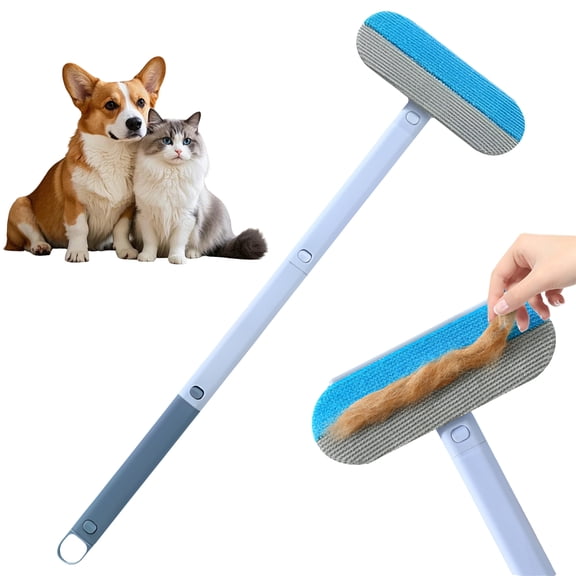 Pet Hair Remover, 4 in 1 Long Handle Sofa Fur Removal Brush and Lint Cleaner with Squeegee for Couch Carpet Bedding Clothing