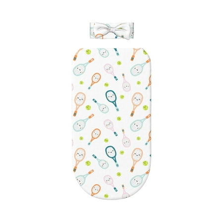 

Lafuoo Cute Tennis Rackets Pattern 0-6 Months Newborn Swaddle Bag Headband Set for Girls Clothes Baby Care Products