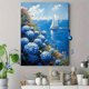thumbnail image 4 of Qisvanset 12x16 Inch Sailboat Blue Hydrangea Canvas Wall Art, Coastal Nautical Trendy Dorm Home Wall Decor, 4 of 8
