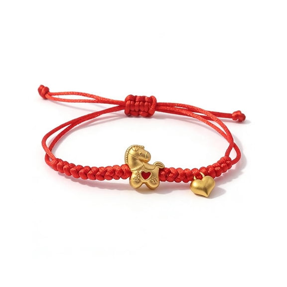 Chinese Year of the Horse Red String Bracelet, Animal Horse Charm Bracelet Feng Shui Lucky Amulet Protection Rope Bangle, Adjustable Chinese Jewelry Gift
