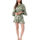 thumbnail image 2 of INSPIRE CHIC Pijamas de satén para mujer, con mangas de 3/4, cinturilla ajustable, batas de descanso, talla M, verde guisante, 2 of 5