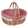 thumbnail image 4 of S SERENABLE Panier de Pique-Nique Extérieur avec Double Couvercles Panier Tissé à la Main pour Chips de Plage Carreaux Rouges, 4 of 9