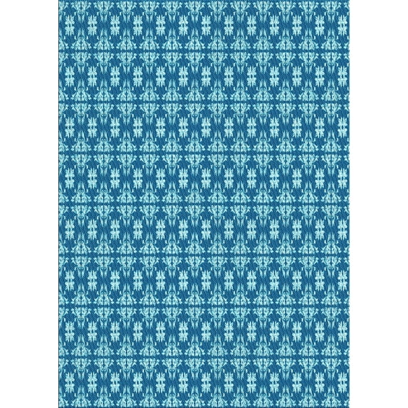 Ahgly Company Machine Washable Indoor Rectangle Transitional Blue Area Rugs, 5' x 8'