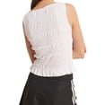 thumbnail image 4 of Women Shirred Tank Top Ruffle Sleeveless Tanks Frill Smocked Crew Neck Tops White M, 4 of 9