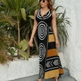 thumbnail image 6 of African Mud Cloth Artistry Art Womens Night Club Maxi Dress V Neck Sleeveless Bohemia Long Dresses, 6 of 9