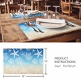 thumbnail image 3 of Placemats Set of 4, Blue Beige Ombre Coastal Woven Placemat, Linen Place Mats for Kitchen/Dining Tables, Nautical Beach Starfish Coral Summer Washable Table Mats for Party, 3 of 8