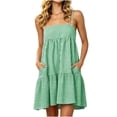 thumbnail image 2 of Snorda Women's Striped Dress Summer Round Neck Sleeveless Striped Solid Color Casual Dress Flowy Sundress Ideal for Daily Wear Beach Vacation & Party, 2 of 7