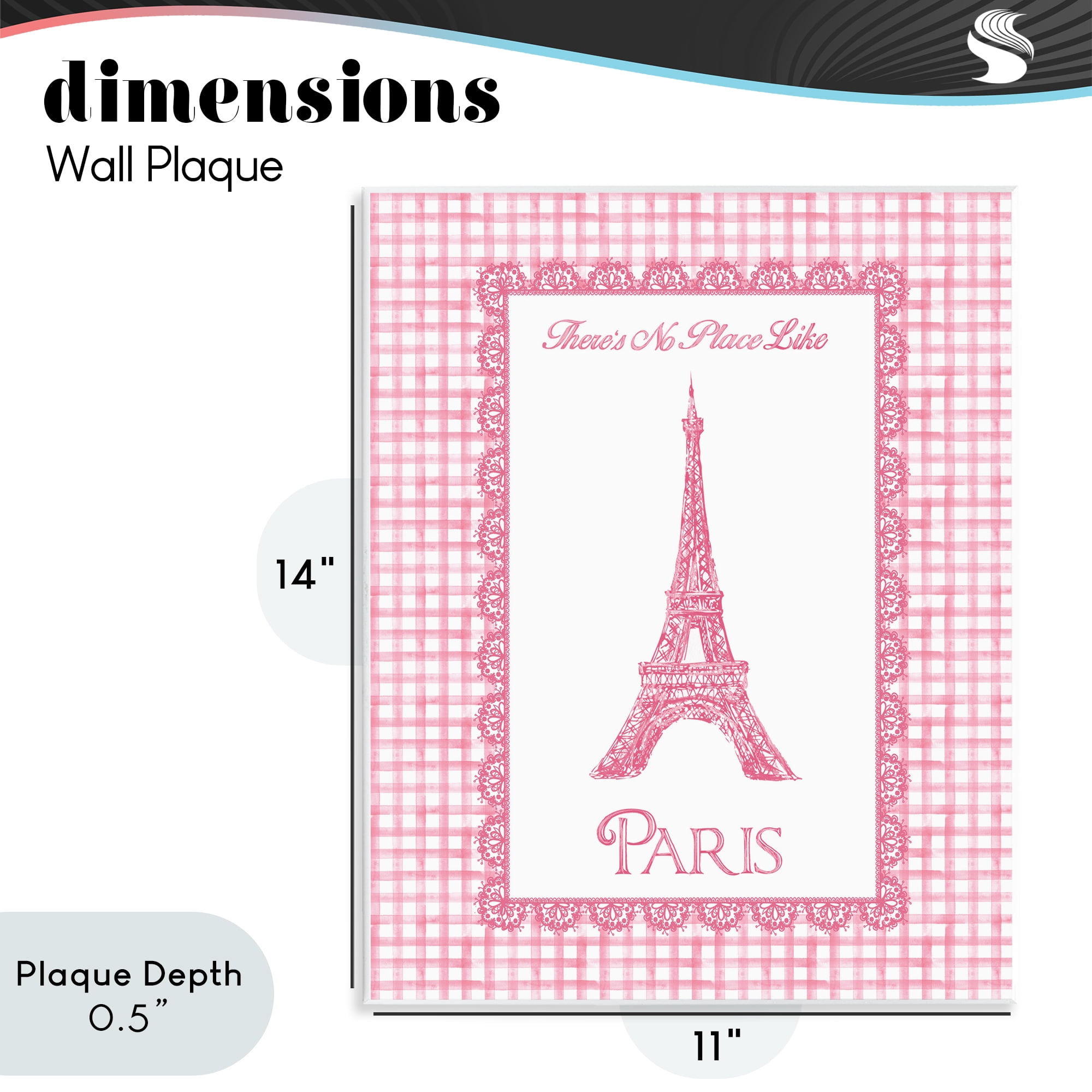 Stupell Industries No Place Like Paris Pink Lace Wall Plaque Art, design by Conrad Knutsen