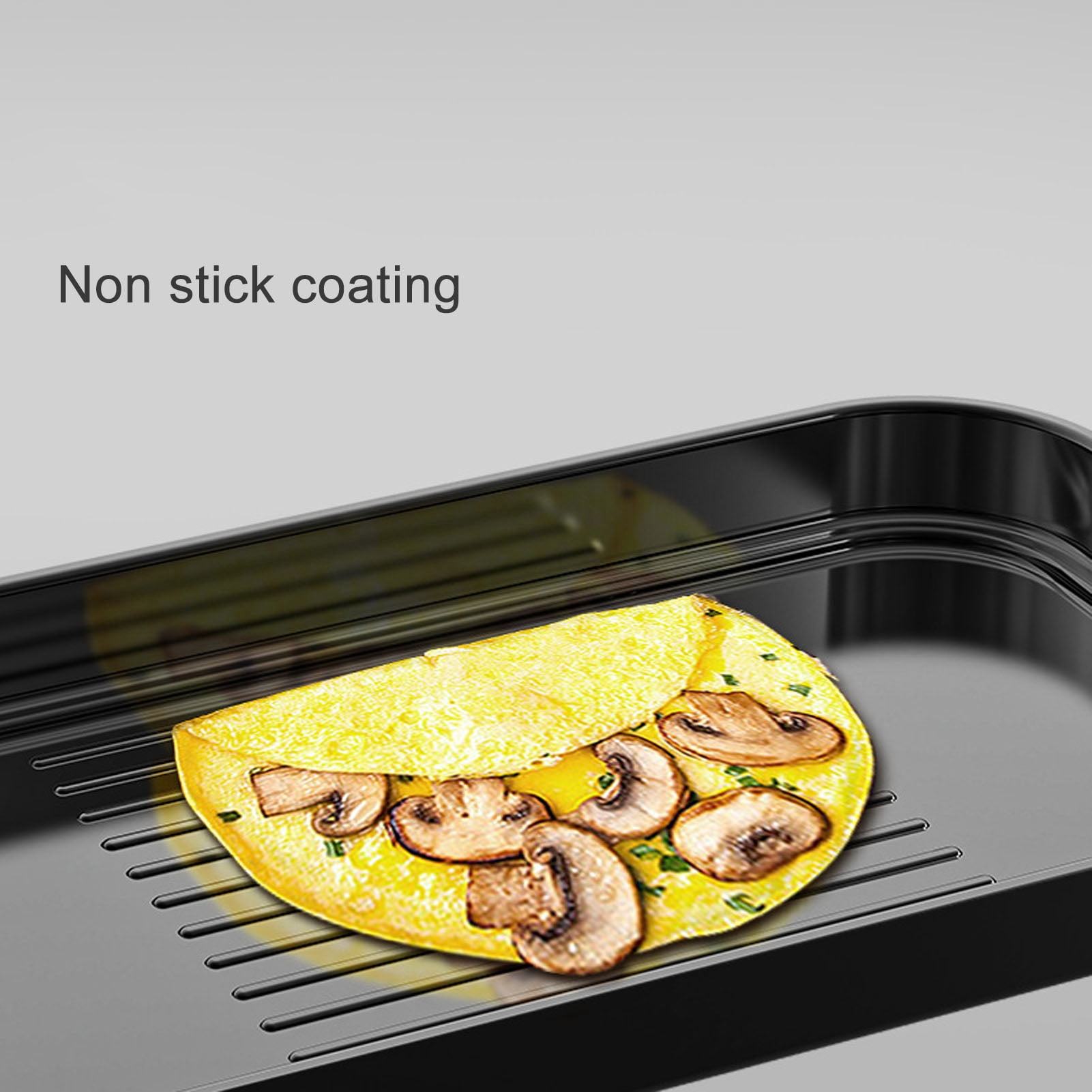 Nieyigj 18.1 in / 46 cm Non-Stick Iron Griddle Pan Multifunction BBQ Serving Tray Set with Clip Silicone Handles and Oil Papers for Home Outdoor Picnic Oven Stove Compatible