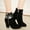 Black, variant on jsaierl Women's Warm Solid Retro Zipper High Heel Round Toe Square Heel Boots Shoes