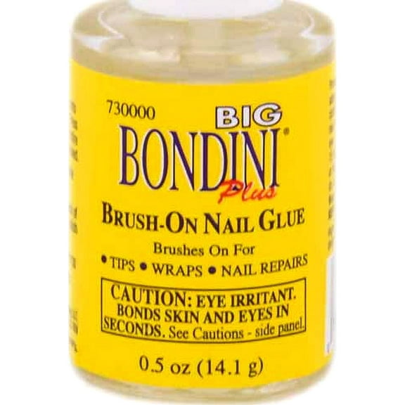 Bondini Nail Supplements Big Plus Brush On Nail Glue, 0.5 oz