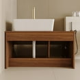 thumbnail image 5 of 31.5" Wall Mounted Bathroom Vanity with Sink, Modern Floating Bathroom Cabinet with 1 Soft-Close Drawer and 2 Storage Cabinets, Wood Hanging Bath Room Cabinet, Walnut, 5 of 6