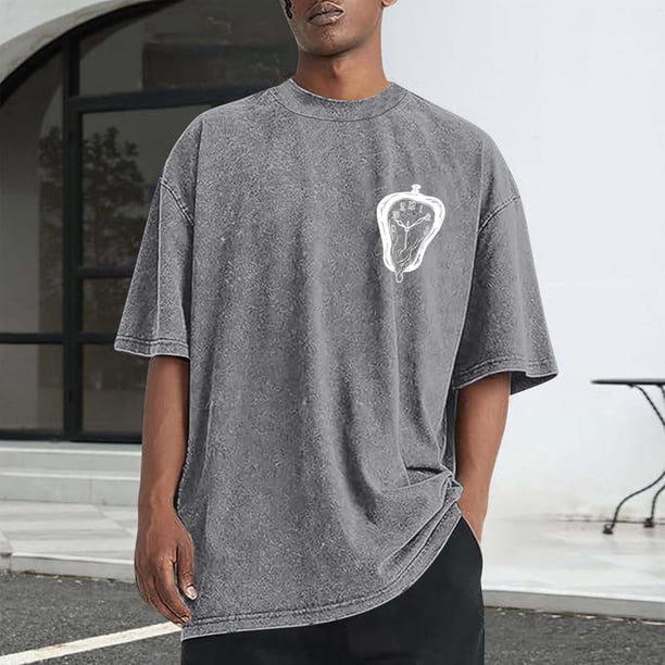 Tops para hombre, blusas y camisas de cuello redondo y manga corta para hombre, camisetas deportivas informales con estampado desgastado para hombre, blusas de cuello redondo y manga corta para hombre