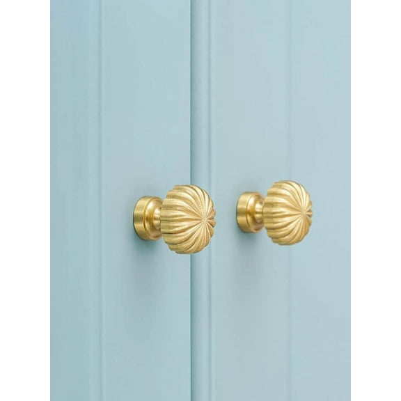 Pumpkin Solid Brass Cabinet Knobs (A Pair)