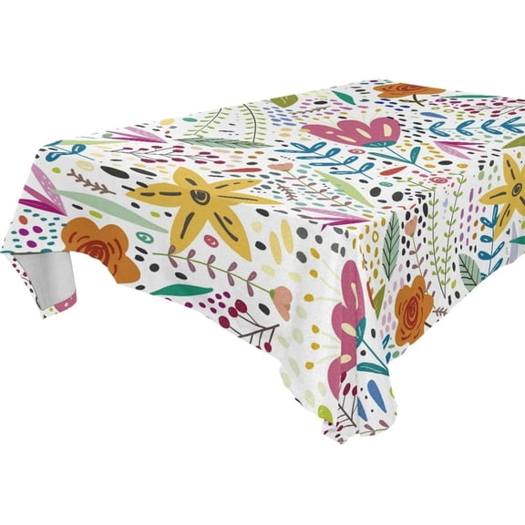 SKYSONIC 60"x120" Square Tablecloth with Watercolor Painting of Mosaic Prints, Anti-Wrinkle and Smooth Table Cloth for Kitchen/Home Party Decoration