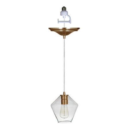 - Instant Pendant Recessed Light Conversion Kit Brushed Brass Geometric Clear Glass Shade
