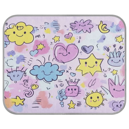 Pet Cooling Mat Breathable Ice Silk Dog Cooling Pad Foldable Summer Sleeping Mat Graffiti Elements Pattern for Dogs & Cats 38.6×23.6in