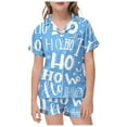thumbnail image 1 of TZEWGL Pyjamas For Kid Set Satin Silk Short Sleeves 2 Piece Button Down Classic Shorts Jammies For Toddlers size 10-11T, 1 of 3