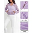 thumbnail image 5 of FEOYA Mesh Sheer Bomber Jacket Women Lightweight Cropped Fishnet Jackets Long Sleeve Zip Up Outwear With Pocket M Purple, 5 of 7