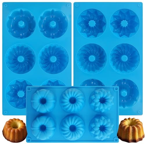 3Pcs Mini Fluted Tube Cake Pan,Square Non-Stick Fluted Design Mold for Making Cake Pan,Silicone Fluted Tube Mold for Cupcakes,Muffins,Cookies,Pies
