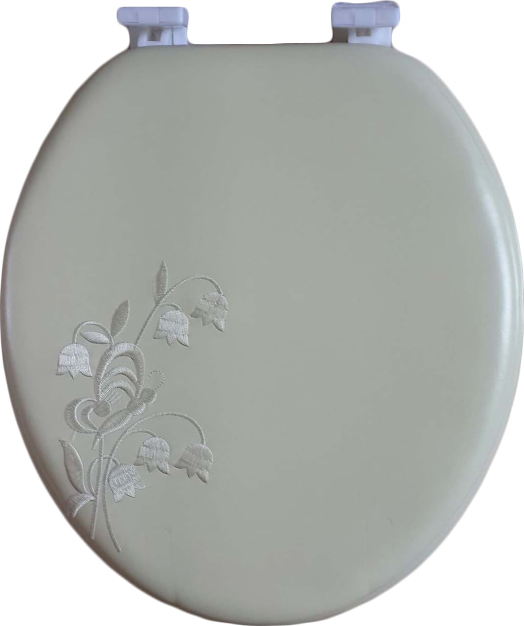 Photo 1 of Dream Bath Soft Cushioned Round Front Toilet Seat with non-slip seat and quick-attach easy install hardware, Embossed Beige