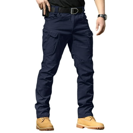 Winter Pants For Men Thermal Cargo Pant Pantalones Para Jeans Relaxed Fit Men Big And Tall Multi-Pocket Durable Cargo Pants Extreme Motion Mens Cargo Motorcycle Para Hombre Xl Blue