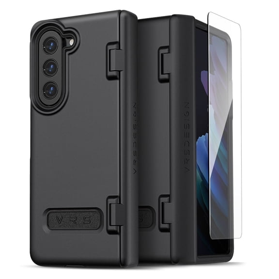 VRS Design Phone Case for Galaxy Z Fold 5 5G, [Terra Guard Modern] Premium Anti Scratch Spring-Loaded Hinge Protector (Black)