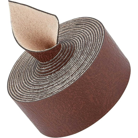 1" Wide Brown Faux Grain Buffalo Leather Strips 79" Long Pu Leather Belt Strap 1.2mm Thick Single Sided Flat Leather Cord Matte Synthetic Leather Roll for Craft Lacing Wrapping Hanging