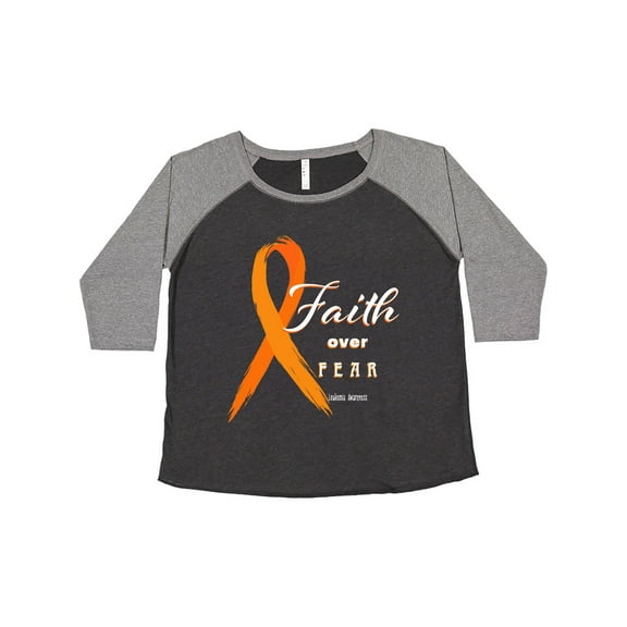 Inktastic Faith over Fear Leukemia Awareness with Orange Ribbon Women's Plus Size T-Shirt