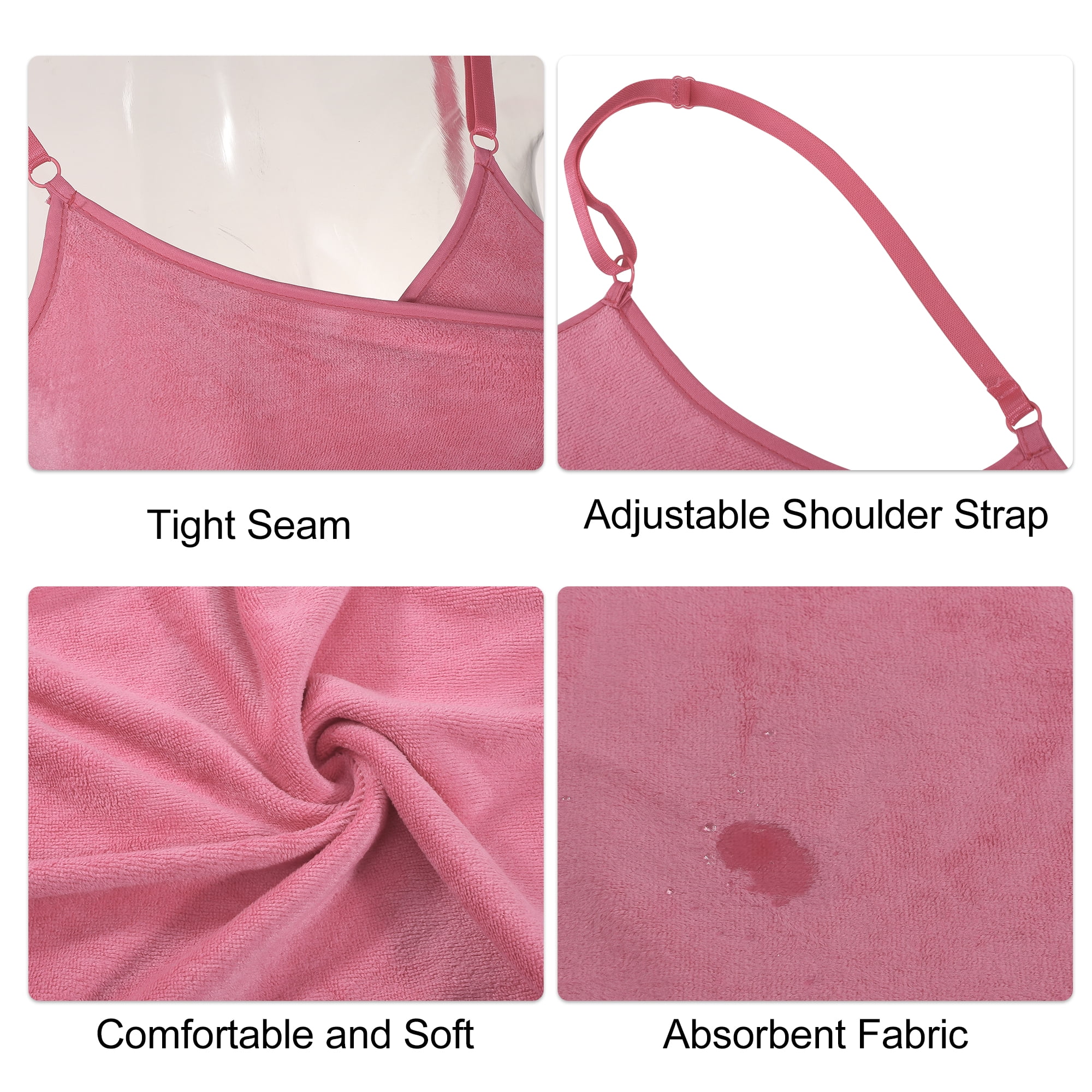 Unique Bargains Shower Wrap Towel Robe Adjustable Shoulder Strap 1Pc Pink