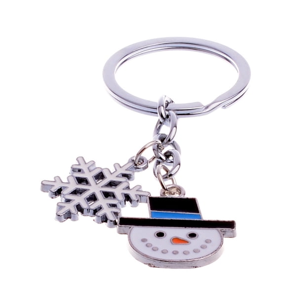FELTECHELECTR Mini llavero navideño con diseño de muñeco de nieve y copo de nieve para bolso, llavero decorativo para coche, abalorio, recuerdo, regalo de Navidad, llavero colgante.
