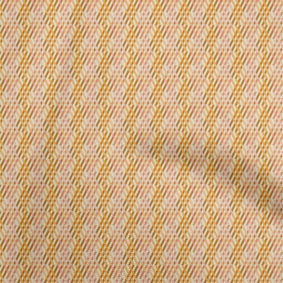 oneOone Silk Tabby Orange Fabric Geometric Quilting Supplies Print Sewing Fabric By The Yard 42 Inch Wide