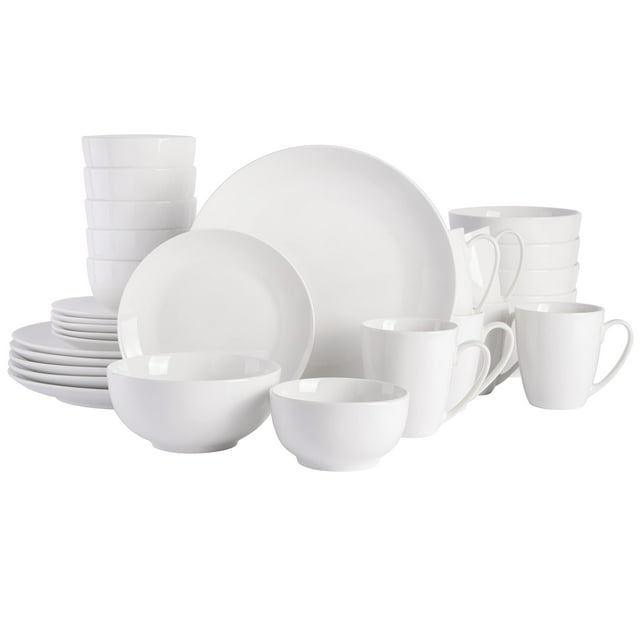 Juego de vajilla Gibson Home Zen Buffet de porcelana, 30 piezas, blanco