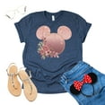 thumbnail image 4 of Women Teen Rose Gold Drip Mickey Ears with Flowers Shirt Unisex Floral Adult Ladies Boho Character Tshirt (Navy, Small), 4 of 7