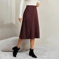 thumbnail image 5 of IUYRTFE Women's Faux Suede Midi Skirt High Waist Elastic Back A Line Flared Skirt with Zipper, 5 of 8